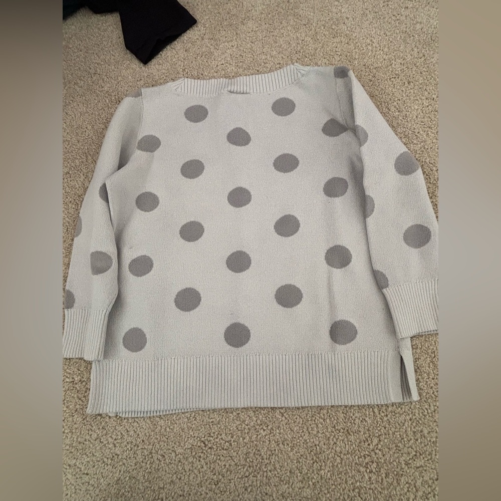 Women’s loft outlet gray polka dot teacher apple sweater small. - Picture 7 of 8